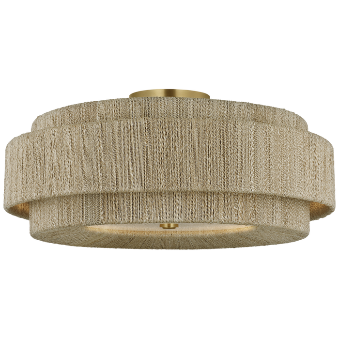 Dorado Flush Mount, Antique-Burnished Brass/Natural Abaca, 25"