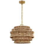 Antigua Drum 22" Chandelier - Antique Burnished Brass & Natural Abaca, Small