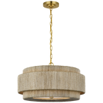 Dorado Chandelier, Antique-Burnished Brass/Natural Abaca, 24"