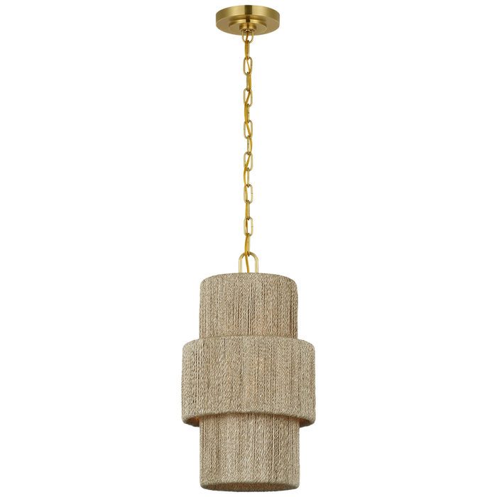 Dorado Pendant, Antique-Burnished Brass/Natural Abaca, 12"