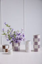 Checkerboard Vase, Brown, 5" x 12"