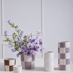 Checkerboard Vase, Brown, 5" x 12"