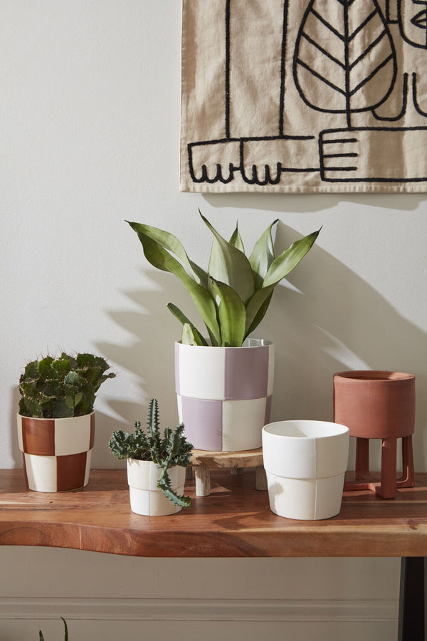 Checkerboard Pot, Brown