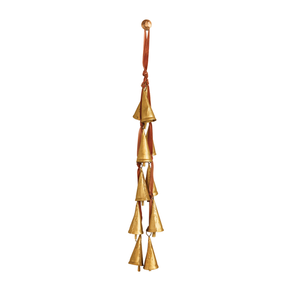 Velvet Ribbon Door Hanger with 10 Cone Shaped Bells