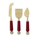 Cheese Knives with Marbled Resin Handles, S/3