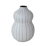 Organic Striped Vase -White & Blue, 9"H