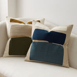 Crewel Block Art Pillow Cover - Marina Blue, 20" x 20"