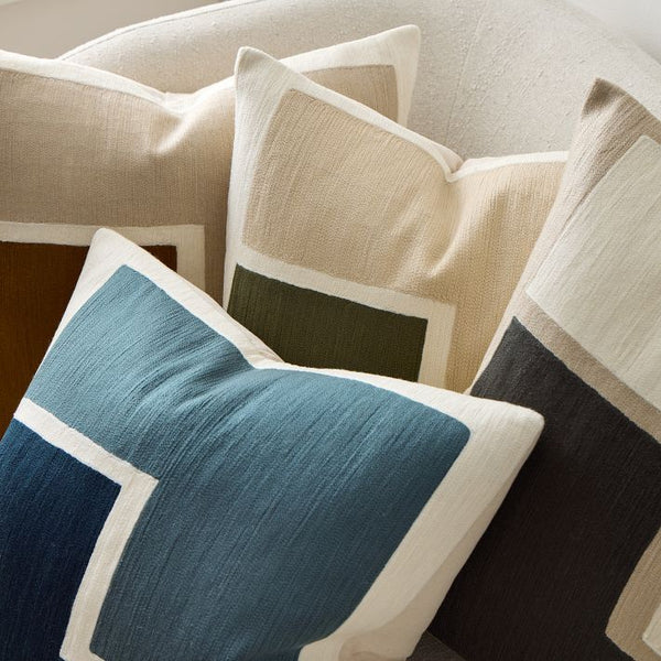 Stacked Shapes Crewel Pillow Cover - Midnight, 20" x 20"