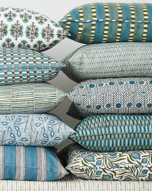 Rumi Celadon Linen Cushion, 20" x 20"