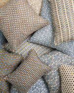 Osaka Azure Linen Cushion, 22" x 22"