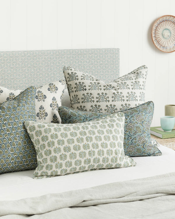 Samode Slate Linen Cushion, 22" x 22"