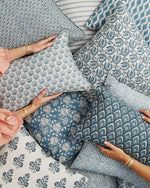Broccato Mineral Linen Cushion, 22" x 22"