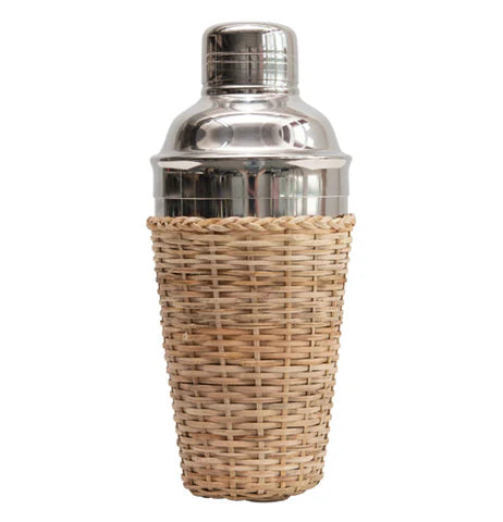 Stainless Steel Cocktail Shaker with Rattan Sleeve
