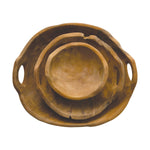 Teak Wood Bowls with Handles, 3 Sizes