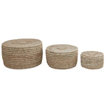 Hand-Woven Basket with Lid, Natural, 3 Sizes