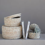 Hand-Woven Basket with Lid, Natural, 3 Sizes