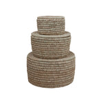 Hand-Woven Basket with Lid, Natural, 3 Sizes