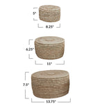 Hand-Woven Basket with Lid, Natural, 3 Sizes