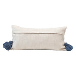 Lumbar Pillow with Embroidered Pattern & Tassels, 24" x 12"
