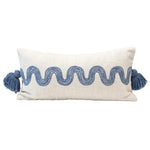 Lumbar Pillow with Embroidered Pattern & Tassels, 24" x 12"