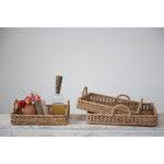 Decorative Hand-Woven Trays with Handles, 3 Sizes