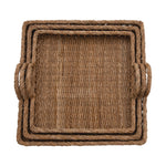 Decorative Hand-Woven Trays with Handles, 3 Sizes