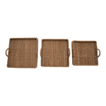 Decorative Hand-Woven Trays with Handles, 3 Sizes