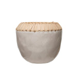 Stoneware Planter with Rattan Stitching, 6"