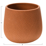 Large Engraved Stoneware Planter, Terracotta