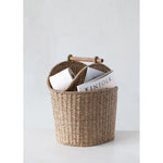 Hand-Woven Bankuan Toilet Paper/Magazine Basket with Wood Handle