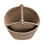 Hand-Woven Bankuan Toilet Paper/Magazine Basket with Wood Handle