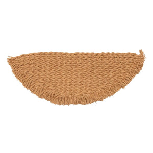 Woven Natural Coir Half Round Doormat with Fringe
