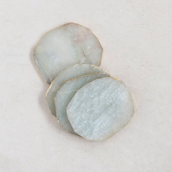 Quartz Coasters with Gold Edge, Set of 4