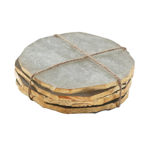 Quartz Coasters with Gold Edge, Set of 4