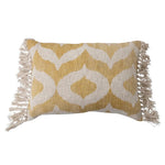 Lumbar Pillow w/ Ikat Pattern & Tassels, Yellow, 24" x 16"