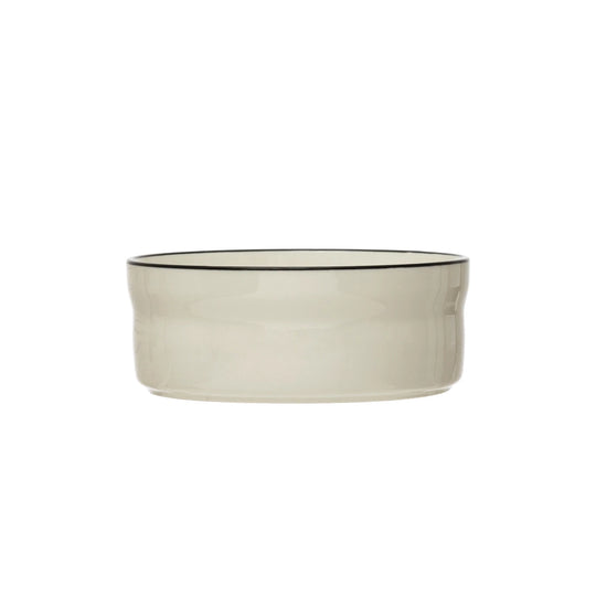 Stoneware Pet Bowl with Black Rim, 17oz
