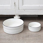 Stoneware Pet Bowl with Black Rim, 17oz