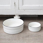 Stoneware Pet Bowl with Black Rim, 17oz