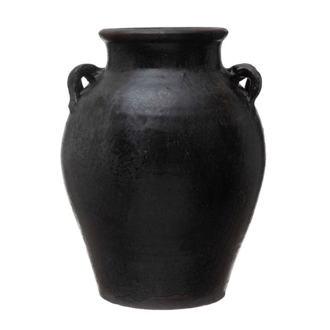 Found Decorative Clay Jar, Black