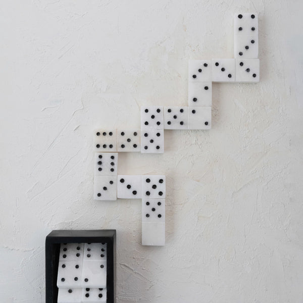 Handmade Alabaster Dominoes Set in Soapstone Box
