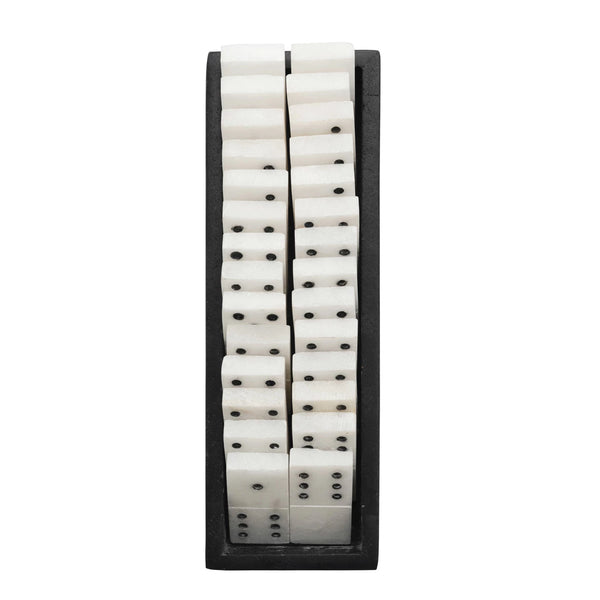 Handmade Alabaster Dominoes Set in Soapstone Box