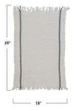 Cotton Waffle Weave Tea Towel w/ Fringe, White