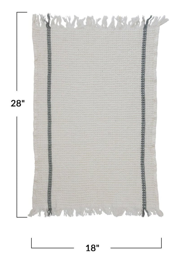 Cotton Waffle Weave Tea Towel w/ Fringe, White