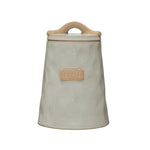 Stoneware Pet "Treats" Canister, White & Natural