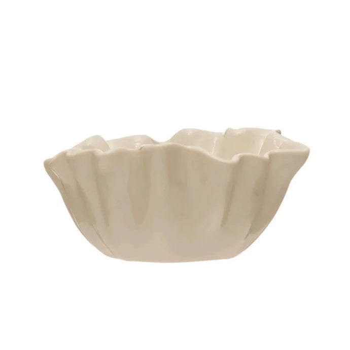 Stoneware Fluted Bowl, White, Small