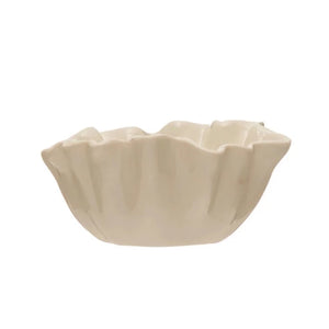 Stoneware Fluted Bowl, White, Small