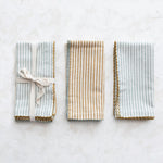 Striped Cotton Napkins - Blue/Orange, Set of 4