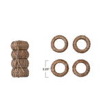 Hand-Woven Rattan Napkin Rings, Natural, Set of 4