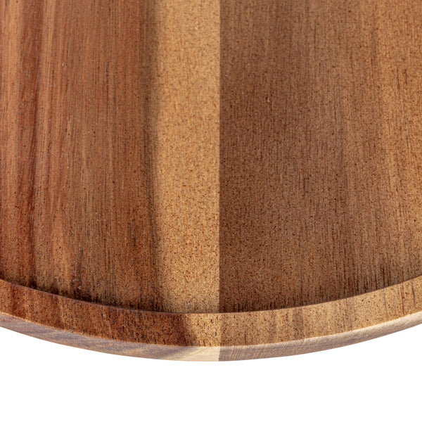 Acacia Wood Pedestal w/ Fluted Glass Cloche