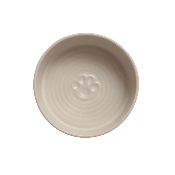 Debossed Stoneware Pet Bowl w/ Paw Print